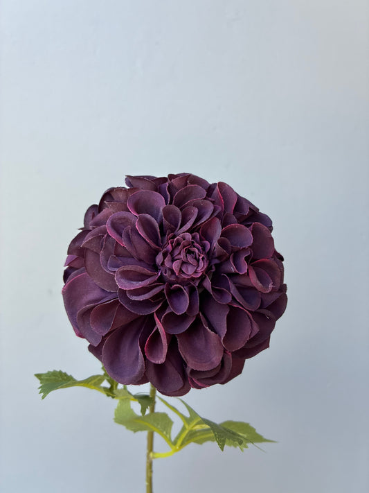 Artificial Real Touch Dahlia Dark Burgundy Plum