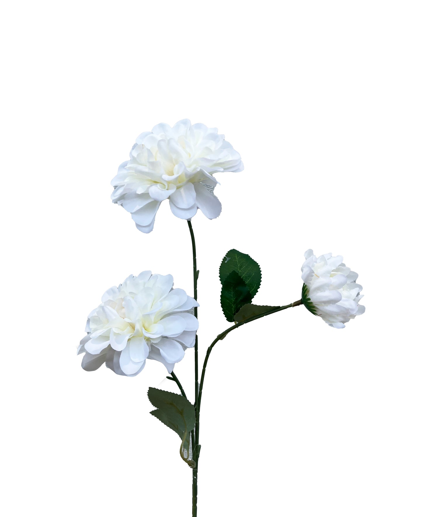 Artificial Pom Pom Dahlia Natural White