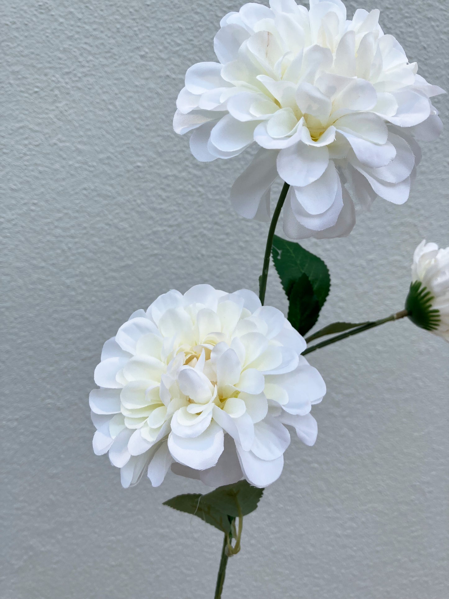 Artificial Pom Pom Dahlia Natural White