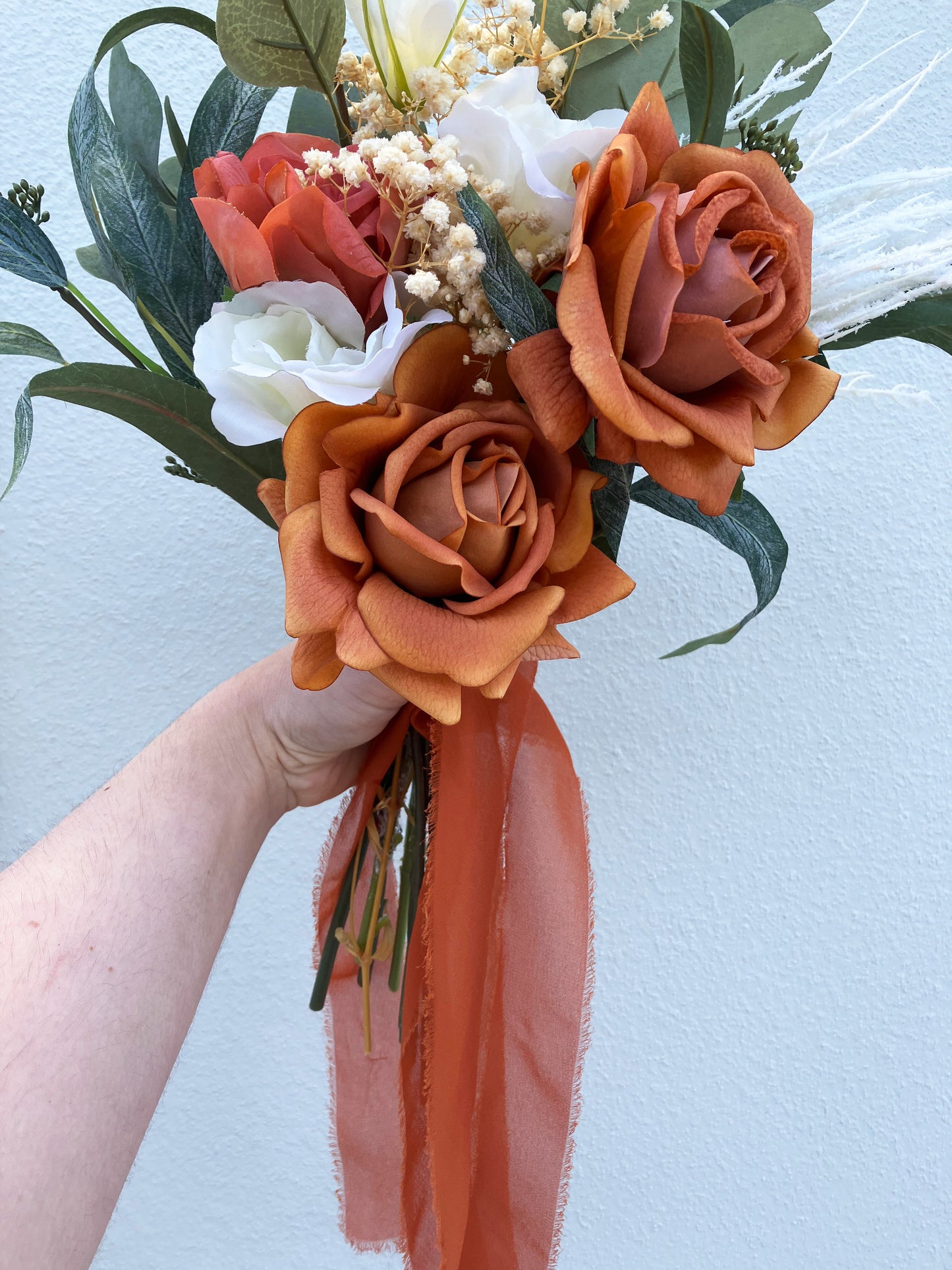 Artificial Real Touch Rose Burnt Orange