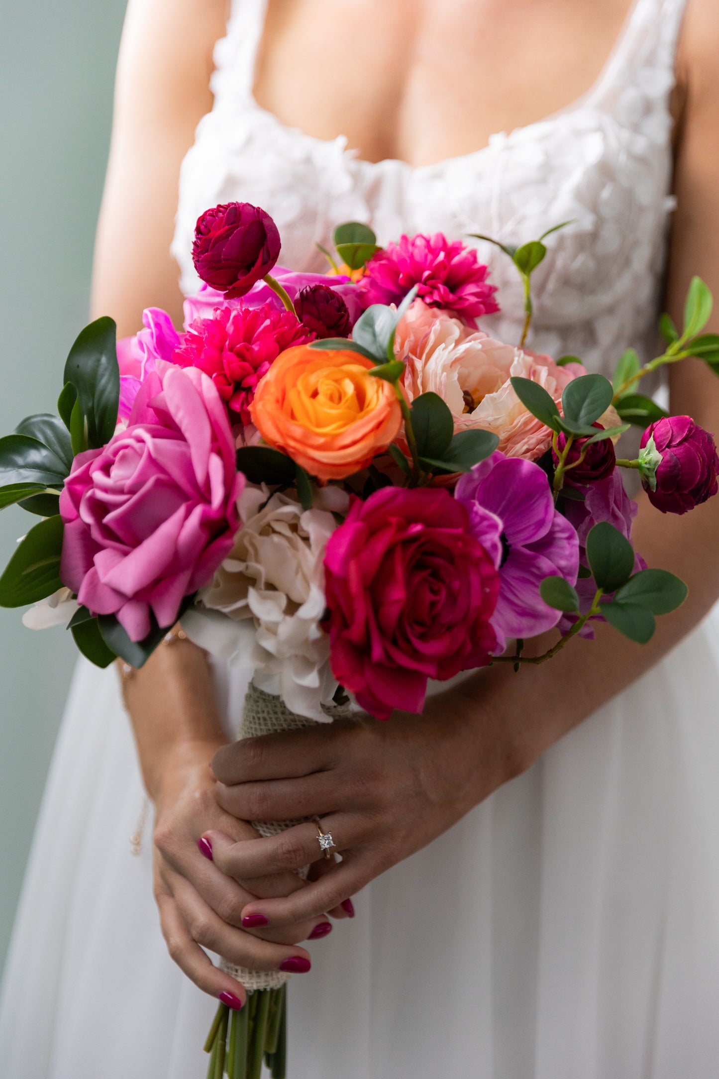 Artificial Ranunculus Rose Ruby