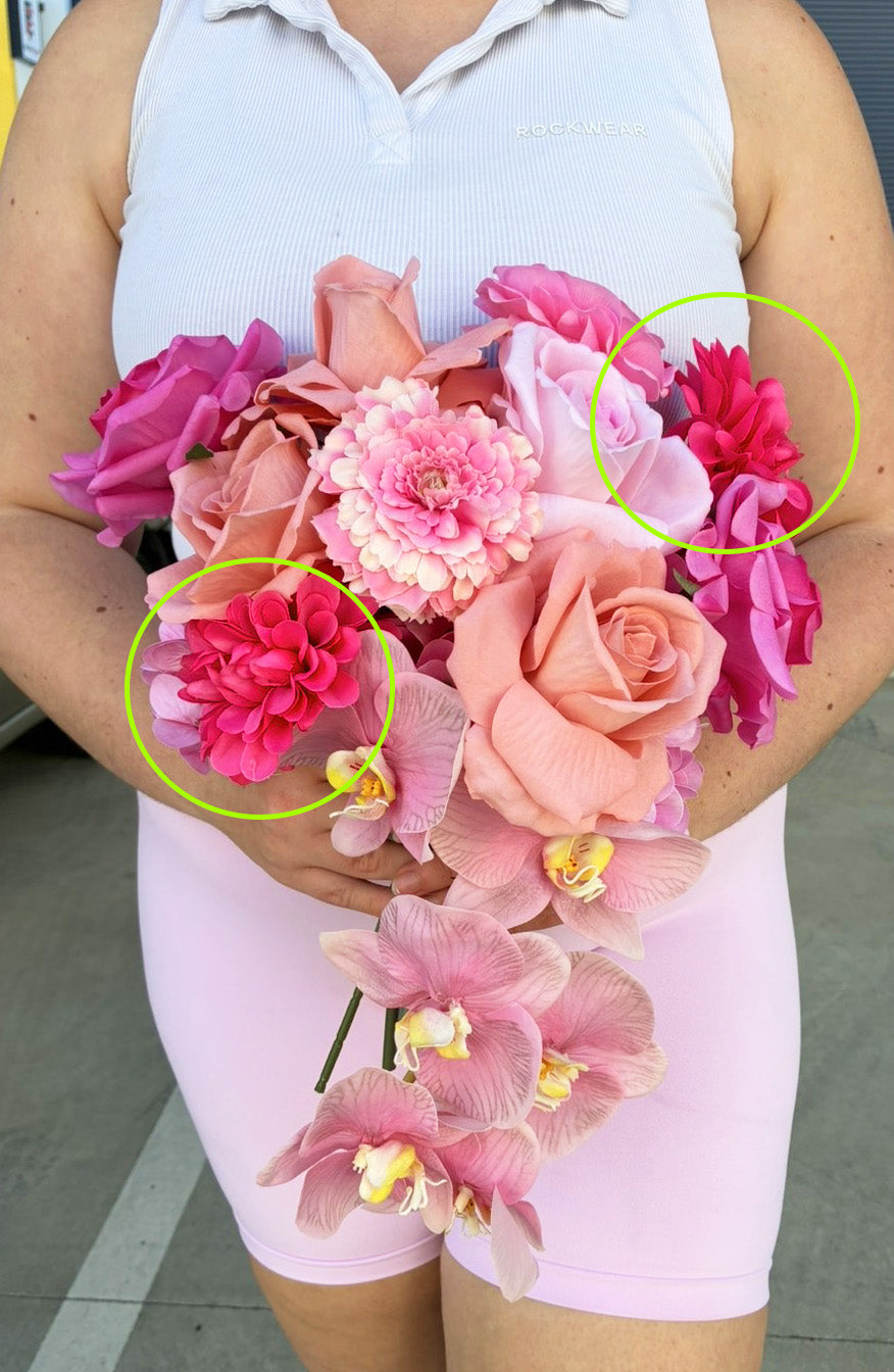 Artificial Pom Pom Dahlia Hot Pink