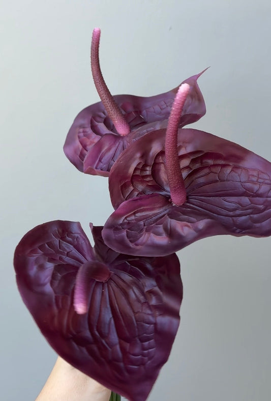Real Touch Artificial Anthurium Burgundy Plum