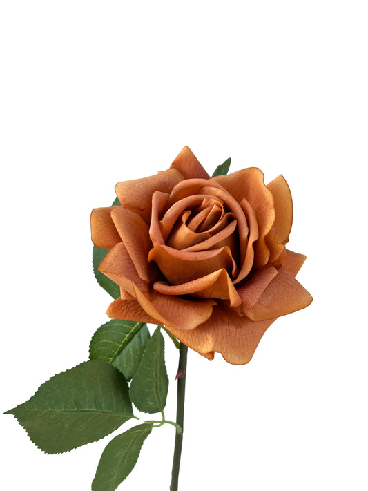 Artificial Real Touch Rose Burnt Orange