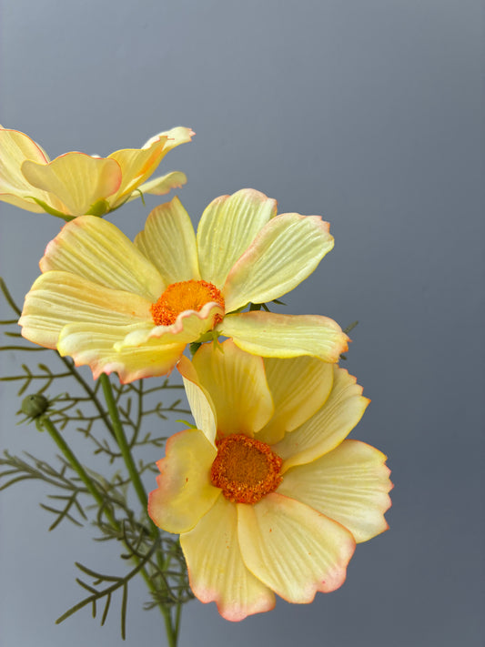 Artificial Real Touch Cosmos Spray Soft Yellow