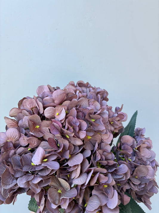 Artificial Hydrangea Bunch Dark Mocha Mauve