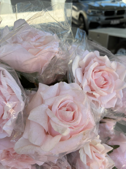 28x Artificial Real Touch Rose Soft Pink
