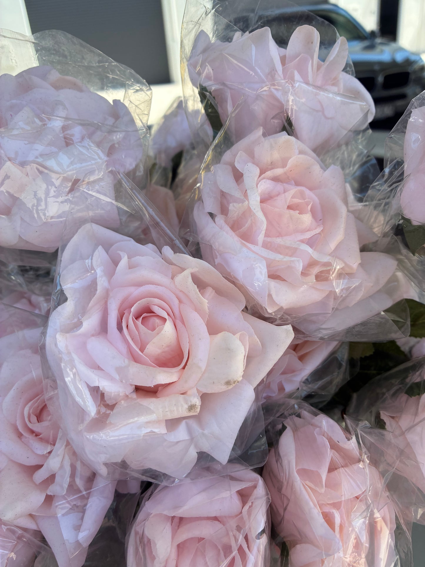 28x Artificial Real Touch Rose Soft Pink