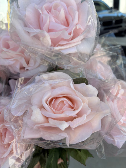 28x Artificial Real Touch Rose Soft Pink