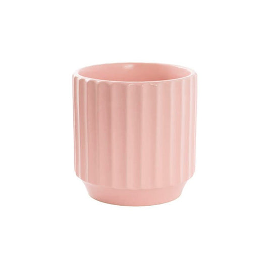Ceramic Pot Ribbed Blush Peachy Pink