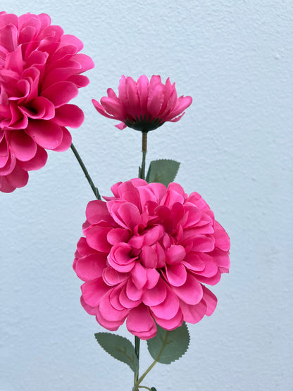 Artificial Pom Pom Dahlia Hot Pink