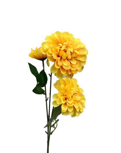Artificial Pom Pom Dahlia Yellow