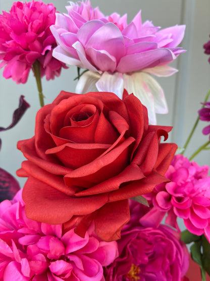 Hot Pink and Red Artificial Flower Arrangement