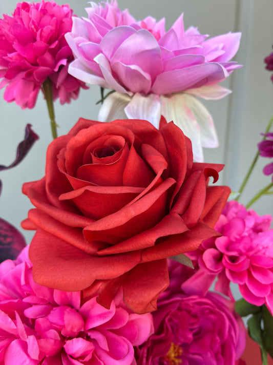 Hot Pink and Red Artificial Flower Arrangement