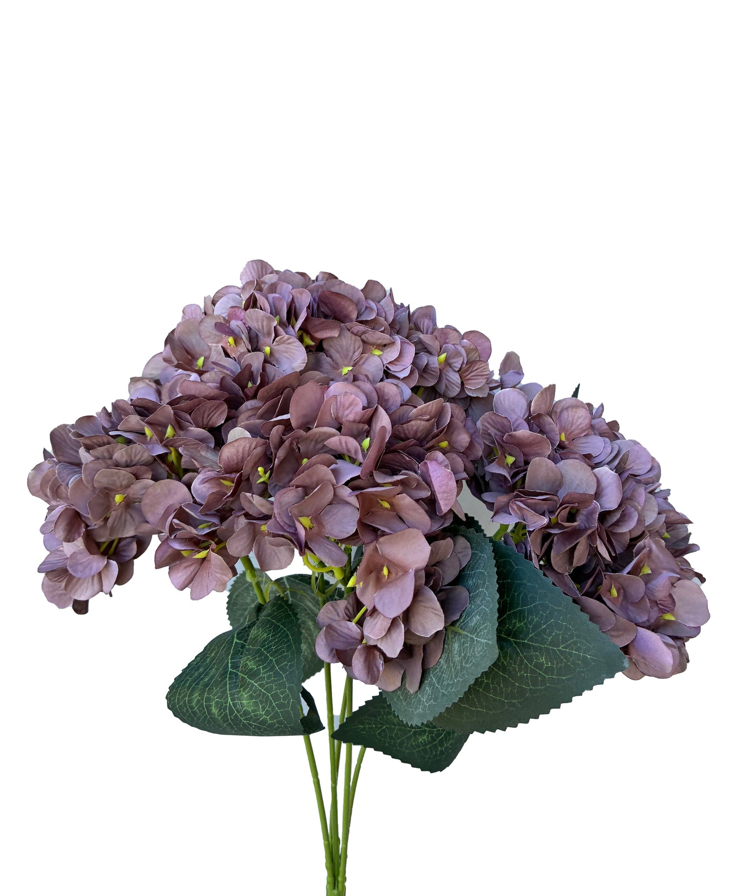 Artificial Hydrangea Bunch Dark Mocha Mauve Brown