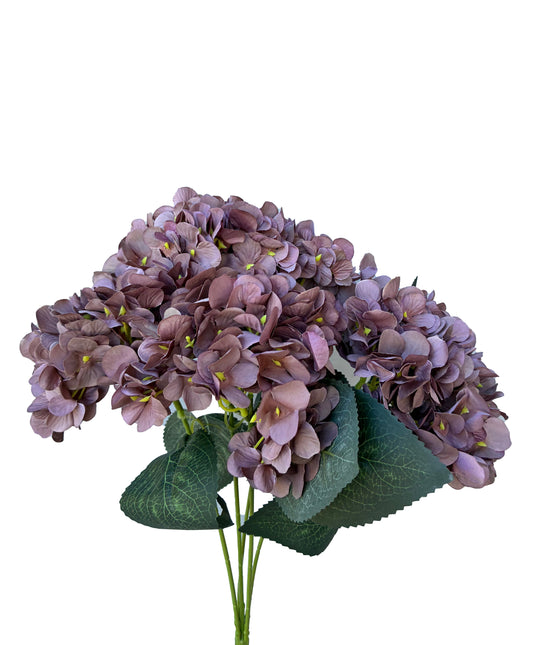 Artificial Hydrangea Bunch Dark Mocha Mauve
