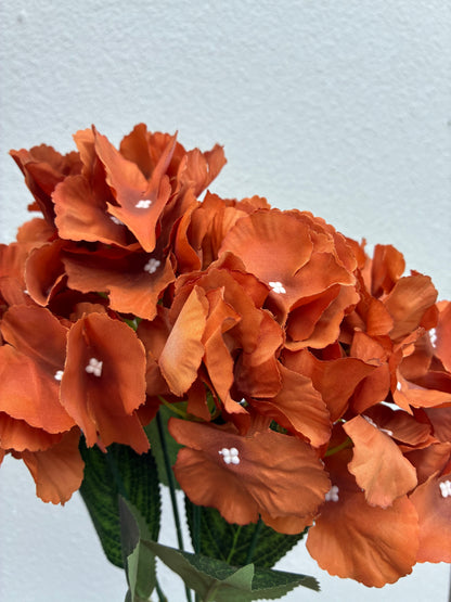 Artificial Hydrangea Bunch Burnt Orange