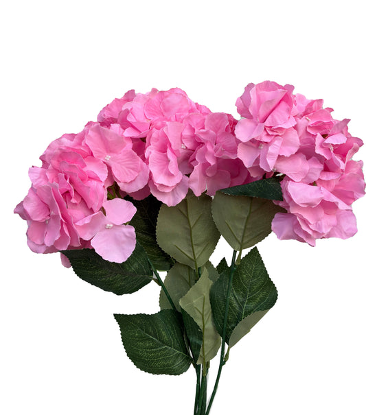 Manojo De Hortensias Artificiales Rosa Fuerte