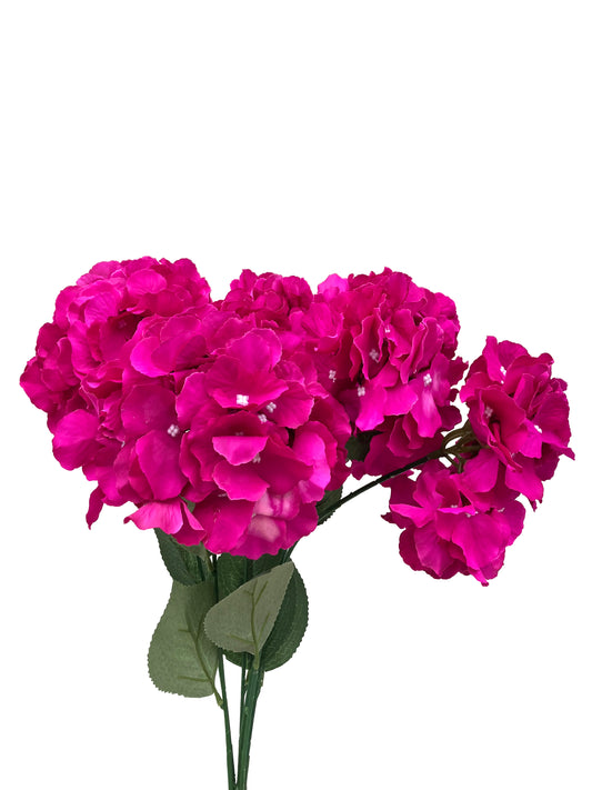 Bouquet d'hortensias artificiels rose vif