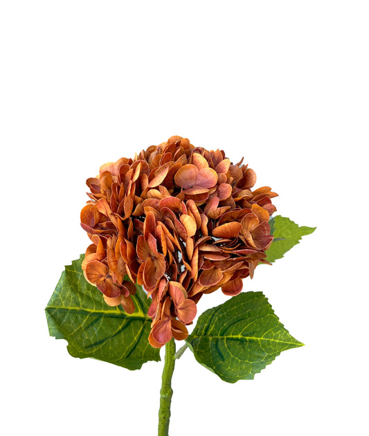 Artificial Real Touch Hydrangea Burnt Orange Rust