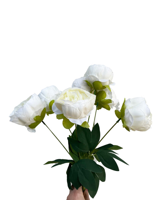 Artificial Peony Bunch White