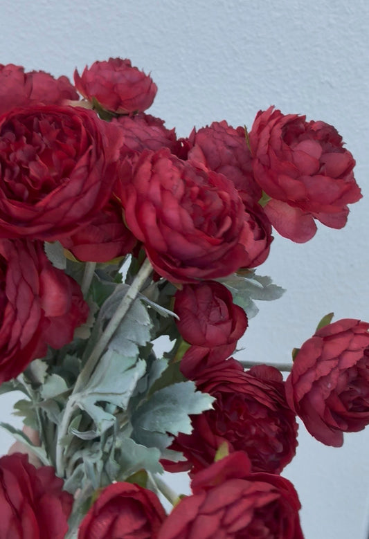Artificial Ranunculus Rose Deep Red