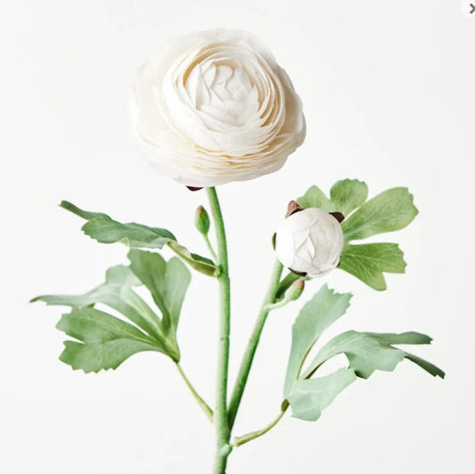 Artificial Real Touch Ranunculus Rose White Style 2