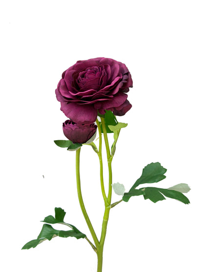 Artificial Real Touch Ranunculus Rose Maroon