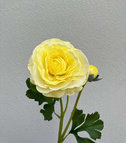 Artificial Real Touch Ranunculus Rose Pale Yellow