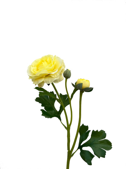 Artificial Real Touch Ranunculus Rose Pale Yellow