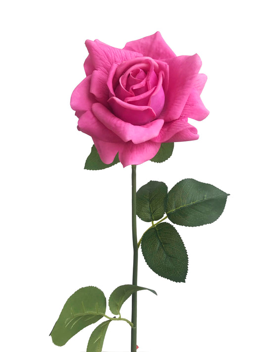 Rose artificielle au toucher réel, rose vif