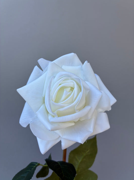 Rose artificielle au toucher réel, blanche