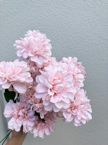 Artificial Pom Pom Dahlia Pale Pink