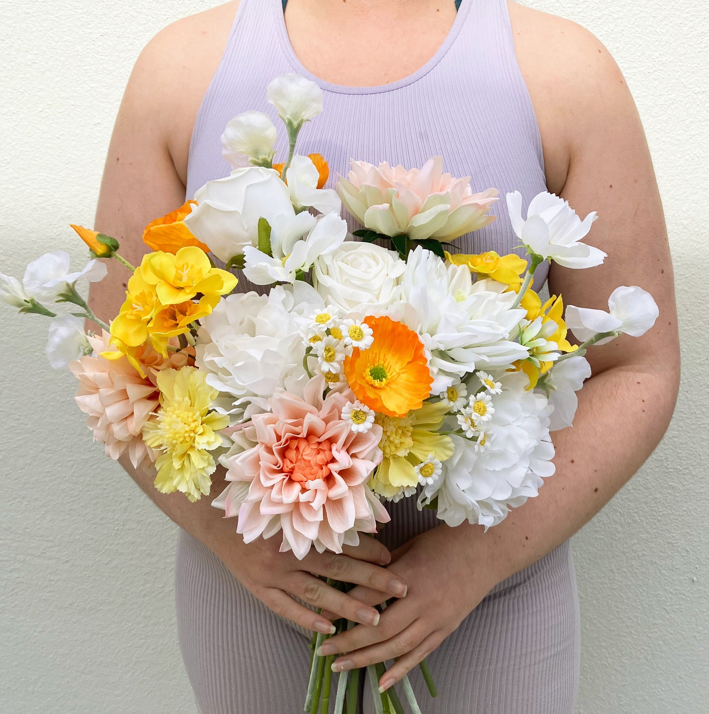 Artificial Dahlia Peach Real Touch