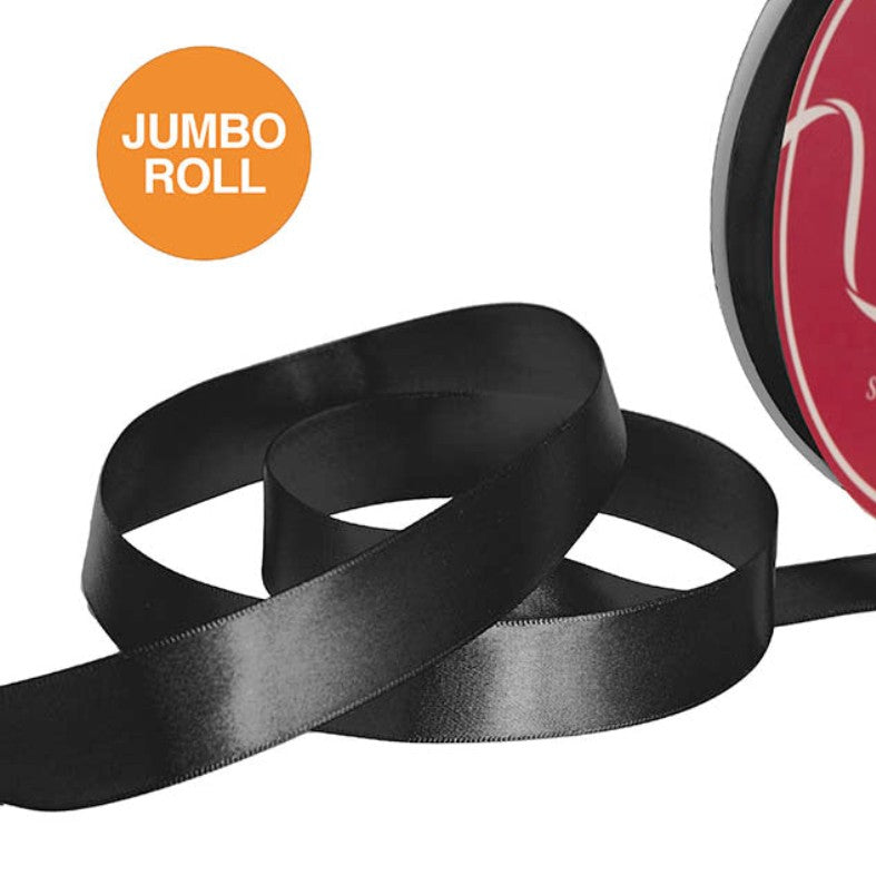 Jumbo Bulk Ribbon Single Face Satin Black (10mmx50yd)