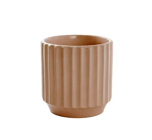 Ceramic Pot Ribbed Mocha