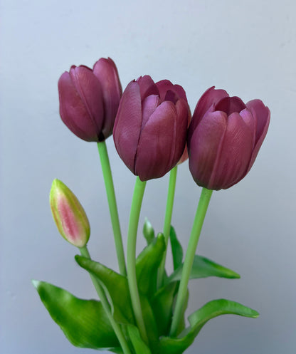 Artificial Real Touch Tulip Burgundy