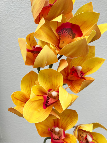 Orchidée cymbidium artificielle jaune