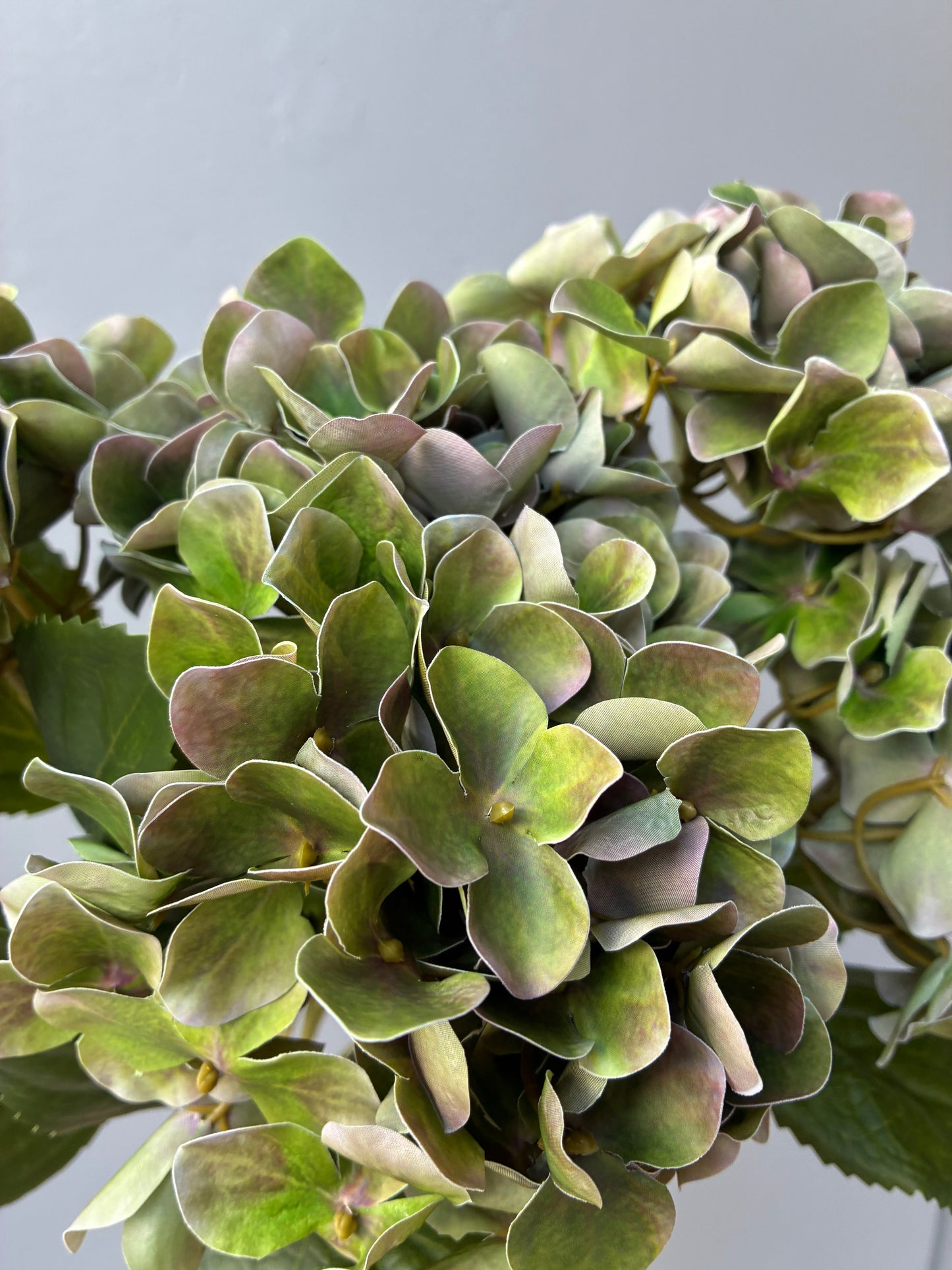 Artificial Hydrangea Bunch Green Real Touch
