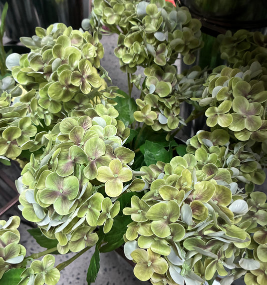 Artificial Real Touch Snow Touch Hydrangea textured green