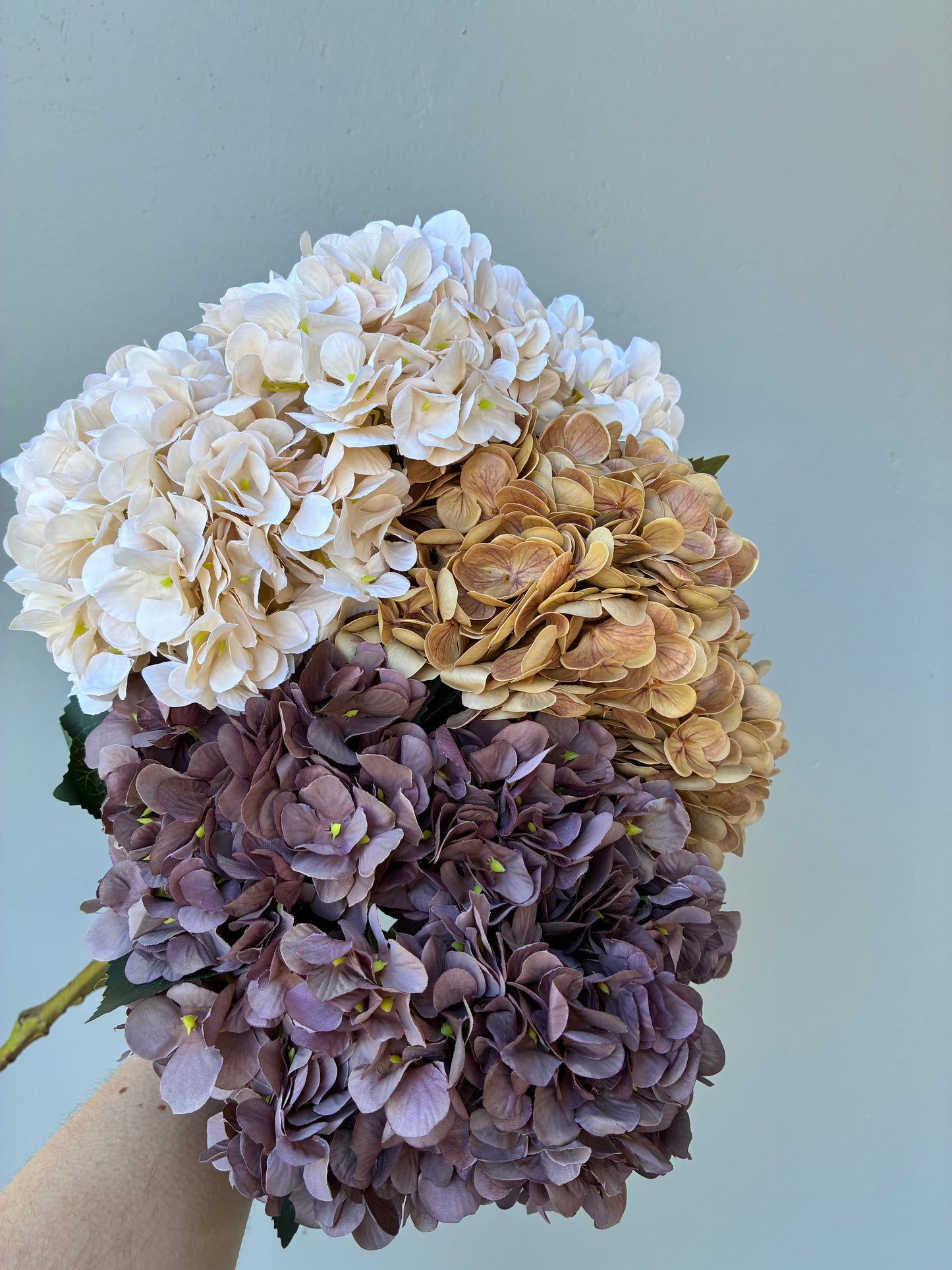 Artificial Hydrangea Bunch Dark Mocha Mauve Brown