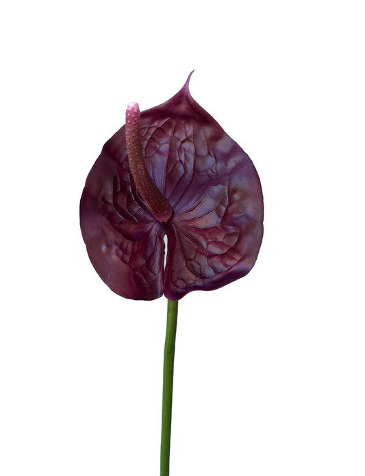 Real Touch Artificial Anthurium Burgundy Plum