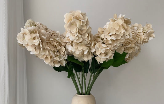 Artificial Real Touch Hydrangea Cream Champagne Cone