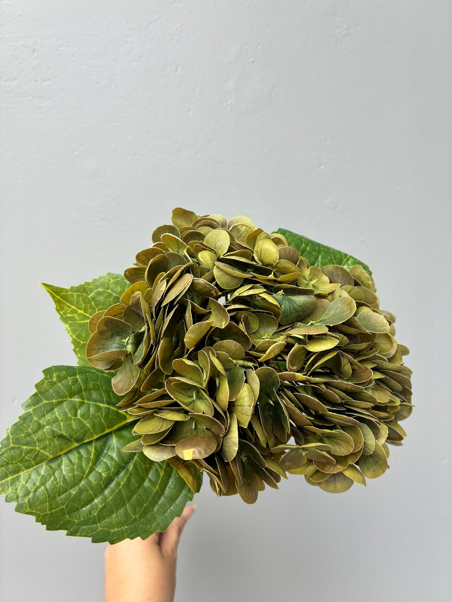 Artificial Real Touch Hydrangea Olive Green