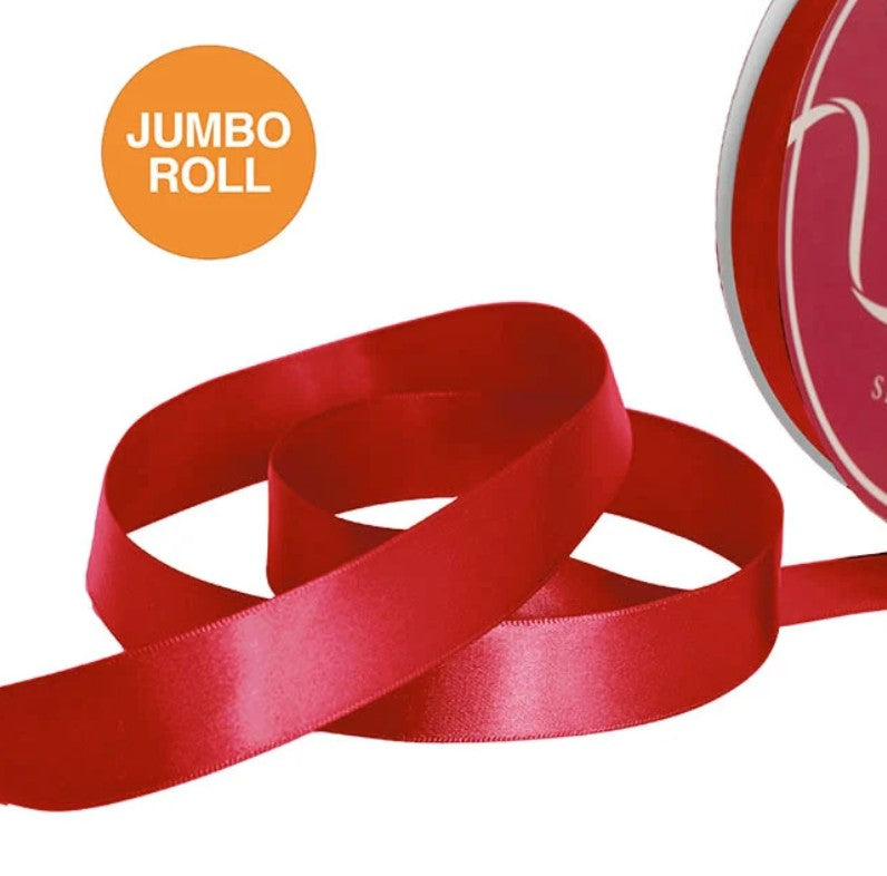Jumbo Bulk Ribbon Single Face Satin Red (25mmx100yd)