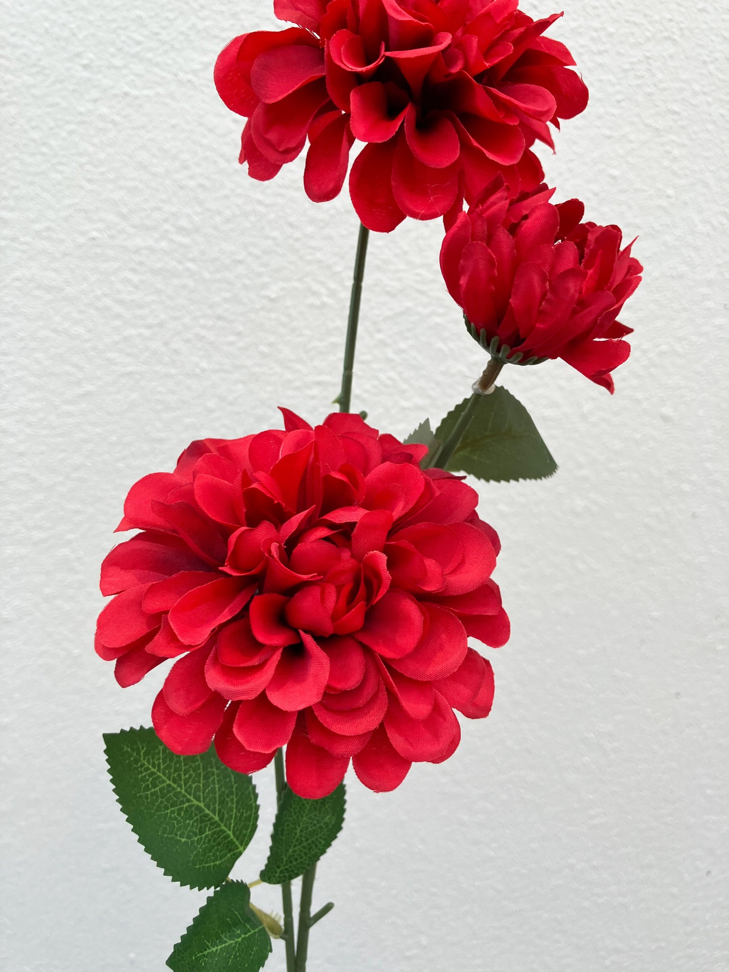 Artificial Pom Pom Dahlia Red