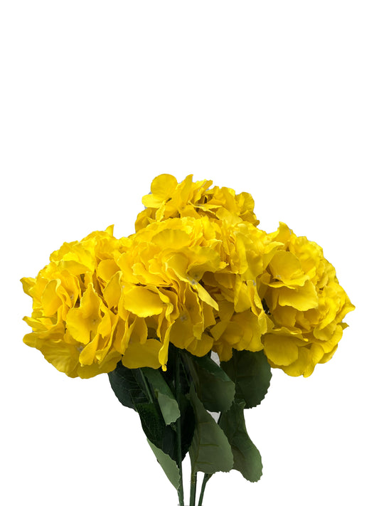 Bouquet d'hortensias artificiels jaune