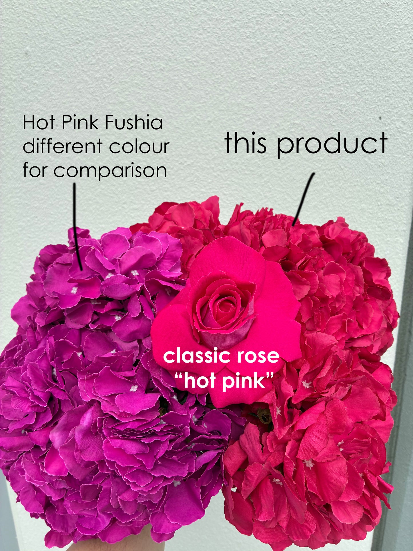 Artificial Hydrangea Bunch Hot Pink