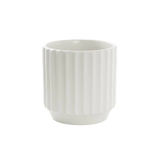 Ceramic Pot Ribbed White