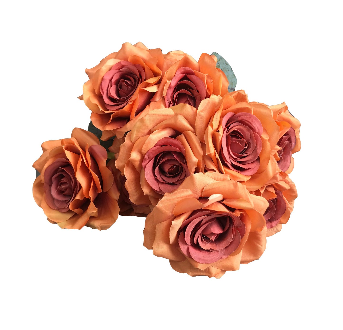 artificial rose bunch burnt orange